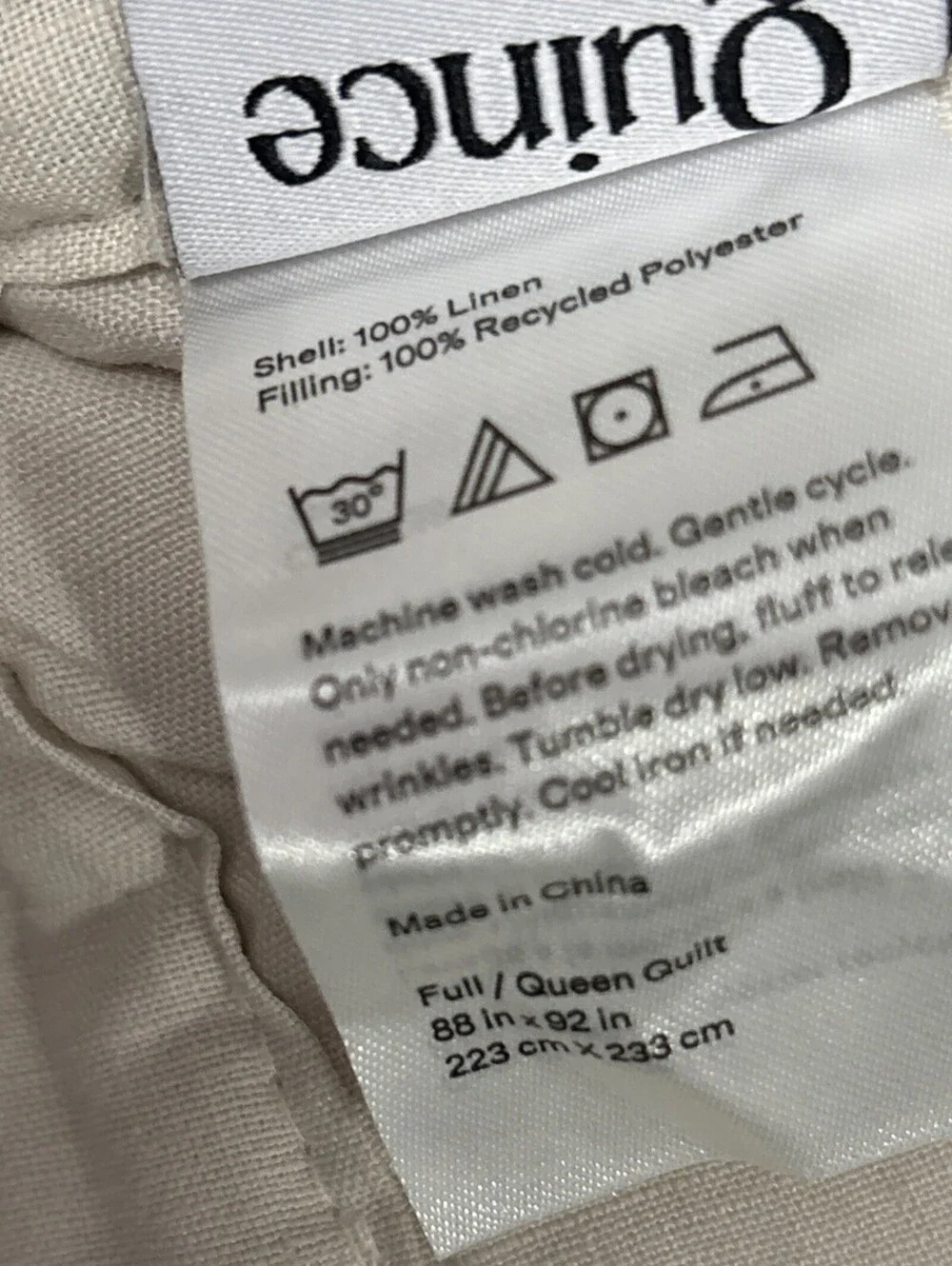 Quince European Linen Dream Quilt Full Queen Sand 88x92 NWT Linen New with Tags